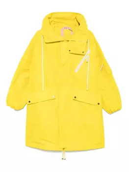 Пальто с капюшоном на завязках N21, желтый