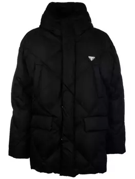 Пальто с капюшоном Prada, черный