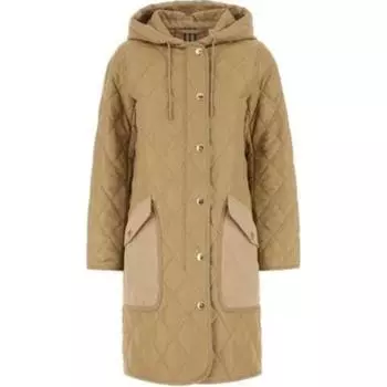 Пальто с капюшоном, стеганое в ромбовидную клетку Burberry, Camel