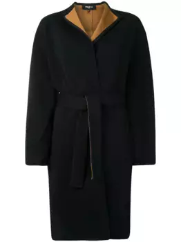 Пальто с контрастной подкладкой и поясом Paule Ka, синий