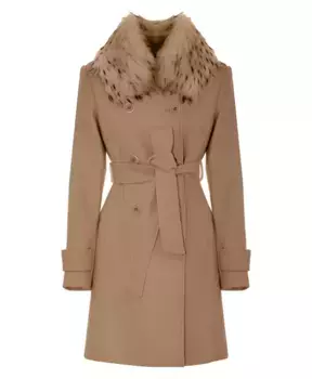 Пальто с меховым воротником Kocca, коричневый
