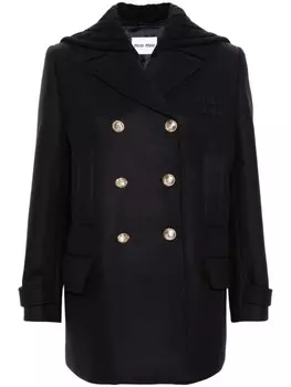 Пальто с нашивкой-логотипом Miu Miu, синий