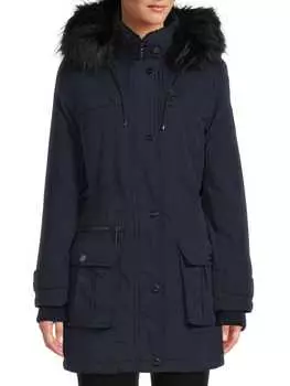 Пальто с отделкой из искусственного меха DKNY Navy