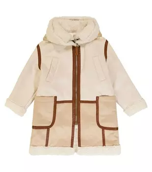 Пальто с отделкой из искусственной овчины Chlo, коричневый