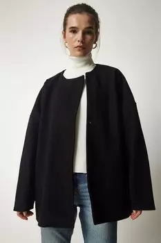 Пальто с овальным вырезом Happiness Istanbul, черный