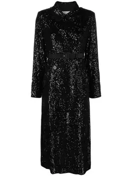 Пальто с пайетками Self-Portrait, черный