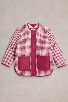 Пальто с подкладкой из искусственного меха в клетку White Stuff, красный