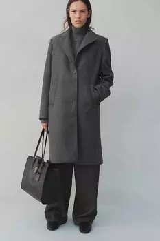 Пальто с подплечниками H&M, серый