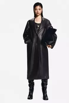 Пальто с покрытием в стиле оверсайз H&M, коричневый