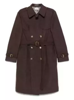 Пальто с поясом Brunello Cucinelli, коричневый