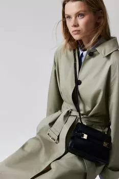 Пальто с поясом H&M, зеленый