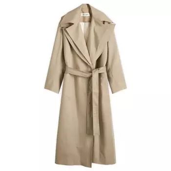 Пальто с поясом и двойным воротником Rhe, бежевый