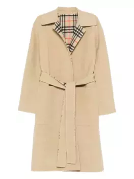 Пальто с поясом и клетчатой подкладкой BURBERRY, нейтральный