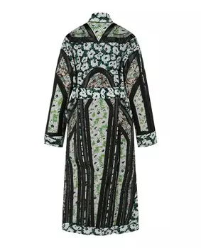 Пальто с поясом и принтом в полоску Stella McCartney, черный