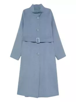 Пальто с поясом и воротником-стойкой EMPORIO ARMANI, синий