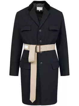 Пальто с поясом Maison Margiela, черный