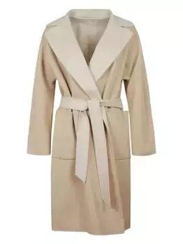 Пальто с поясом MAX MARA, нейтральный