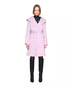 Пальто с поясом на капюшоне и карманами Silvian Heach, розовый