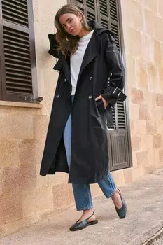 Пальто с поясом Next, черный