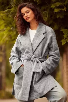 Пальто с поясом Next, серый