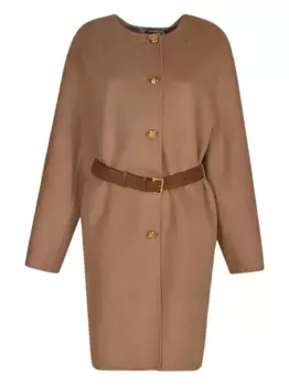 Пальто с поясом Prada, коричневый