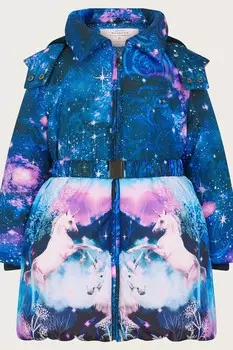 Пальто с принтом «единорог» Ulla Monsoon, синий