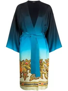 Пальто с принтом пейсли и завязками ETRO, синий