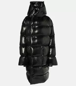 Пальто с пуховыми вставками Rick Owens, черный