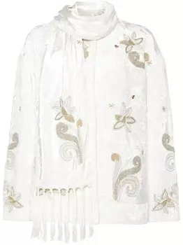 Пальто с шарфом и вышивкой Forte Forte, белый