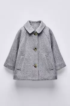 Пальто с текстурой из войлока ZARA, серый