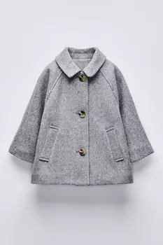 Пальто с текстурой из войлока ZARA, серый