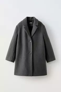 Пальто с текстурой из войлока ZARA, средне-серый
