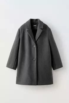 Пальто с текстурой из войлока ZARA, средне-серый