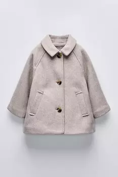 Пальто с текстурой из войлока ZARA, бежевый