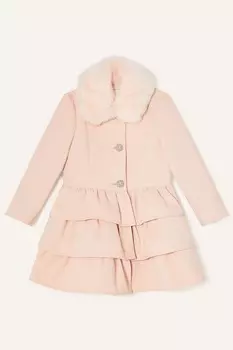 Пальто с тройной оборкой Monsoon, розовый