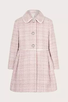 Пальто с твидовым воротником Monsoon, розовый