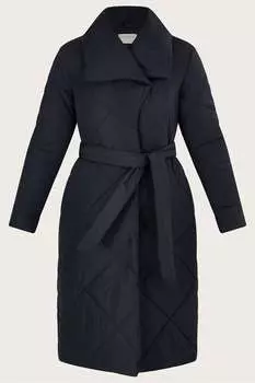 Пальто с утепленным воротником-шалькой Blue Piper из переработанного полиэстера Monsoon, синий