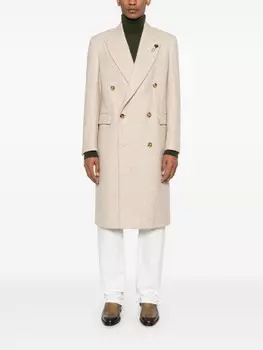 Пальто с узором в елочку Lardini, нейтральный цвет