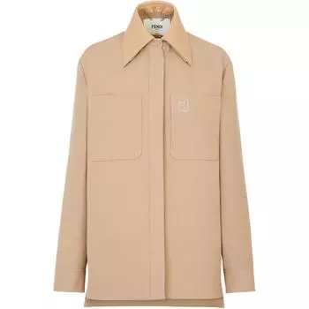 Пальто с воротником и поясом FENDI, бежевый