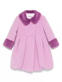 Пальто с воротником из искусственного меха Colorichiari, фиолетовый