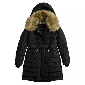 Пальто с воротником Nine West Faux-Fur Collar, черный