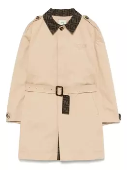 Пальто с вышитым логотипом Fendi Kids, нейтральный