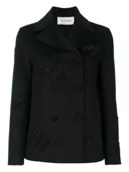 Пальто с вышитыми бабочками VALENTINO GARAVANI, черный