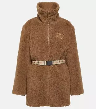 Пальто с вышивкой из смесовой шерсти BURBERRY, коричневый