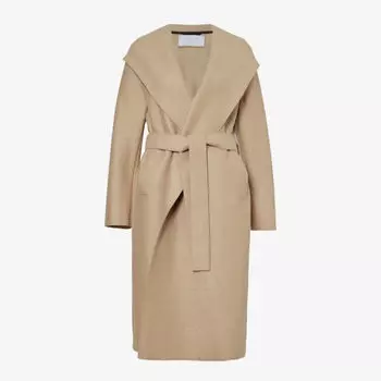 Пальто с запахом из натуральной шерсти с завязками на талии Harris Wharf London, цвет tan