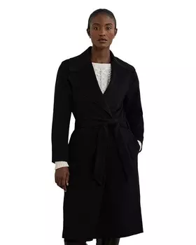 Пальто с запахом из смесовой шерсти Lauren Ralph Lauren, черный