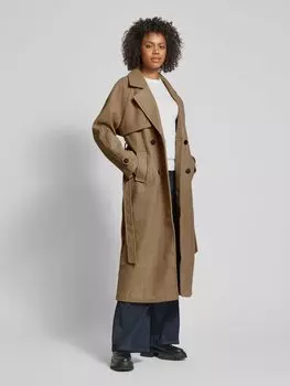 Пальто с завязывающимся поясом QS, коричневый