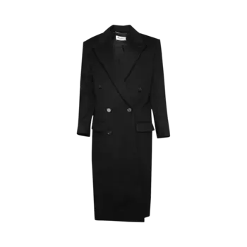 Пальто Saint Laurent Double Breasted Long-Sleeve 'Black Profond', черный