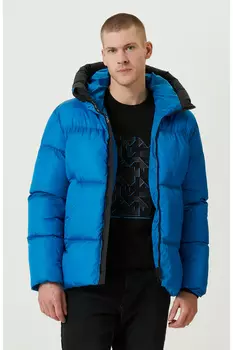 Пальто Saks с принтом N-Tech Network, темно-синий