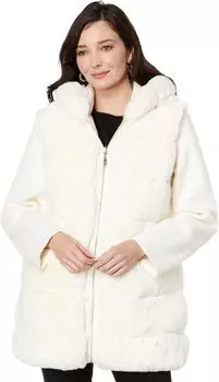 Пальто Sam Edelman Mixed Media Faux Fur, слоновая кость